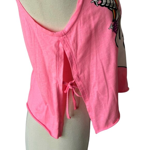Exist Tank Top Womens Small Pink Unicorn Open Tie Sides - Picture 4 of 6